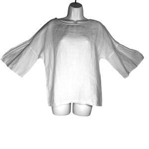 Studio 412 100% linen women's shirt made by  Maine Artisans sz m bell sleeves